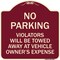 Signmission No Parking Violators Towed Away Owners Expense Heavy-Gauge Alum Sign, 18" L, 18" H, BU-1818-23604 A-DES-BU-1818-23604 - alternate 1
